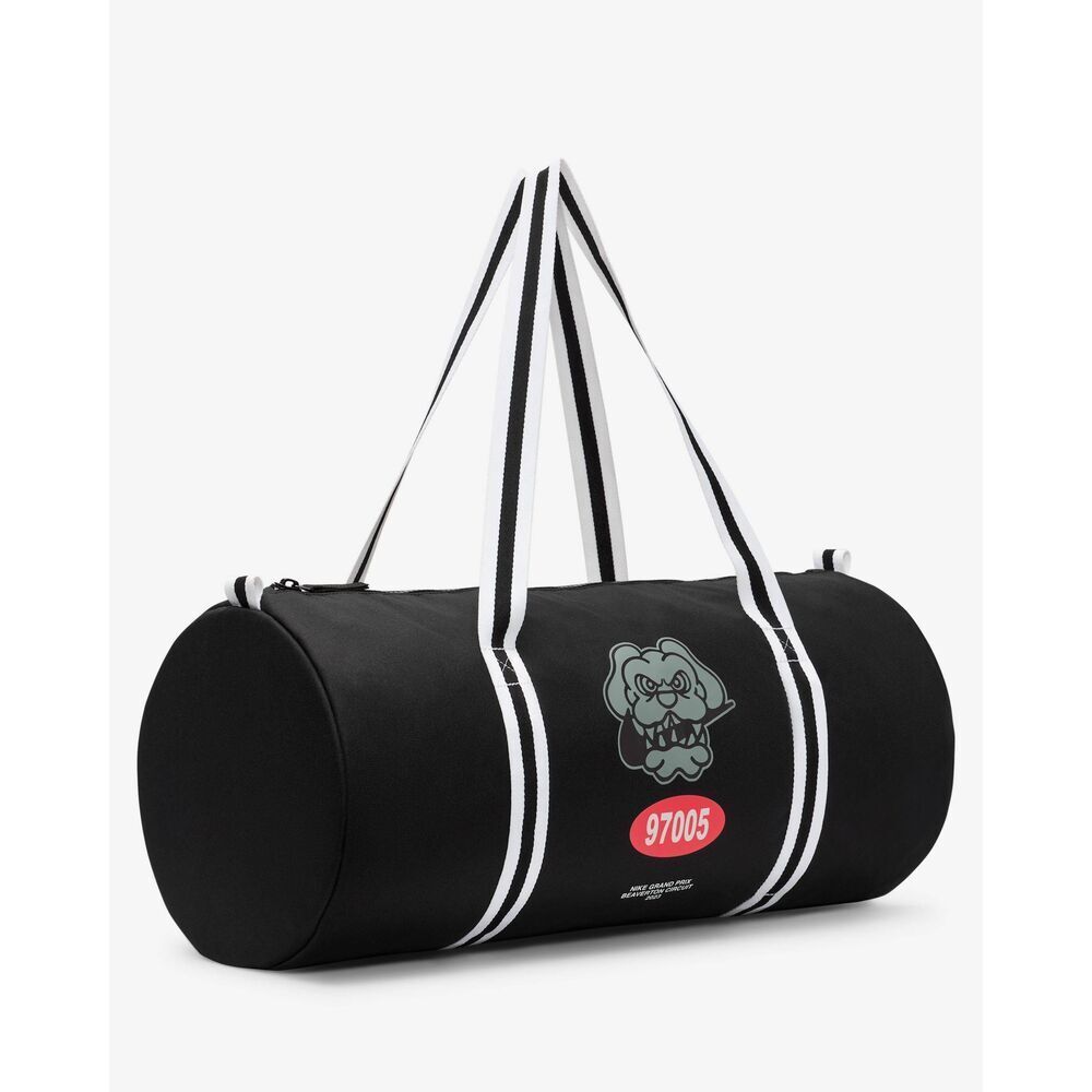 Nike Heritage Duffel Bag Hybrid Shoe Dog Logo Black White Canvas Brand New LE